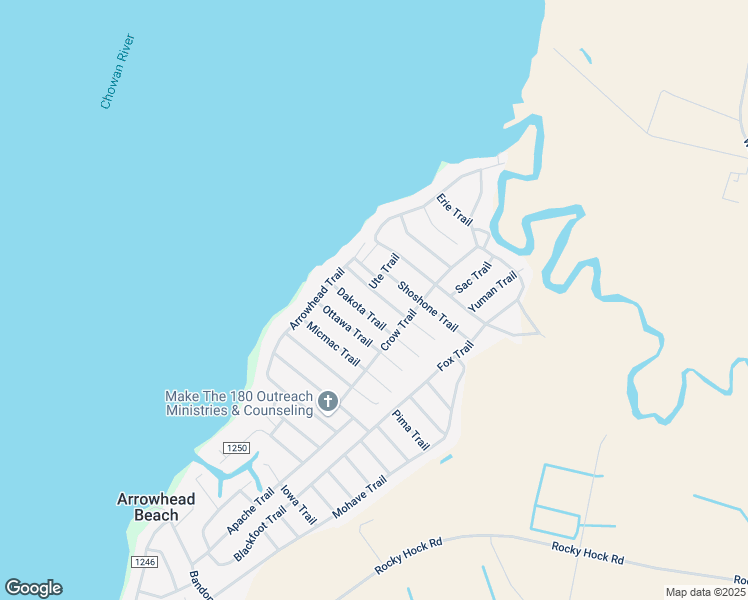 map of restaurants, bars, coffee shops, grocery stores, and more near 118 Comanche Trail in Edenton
