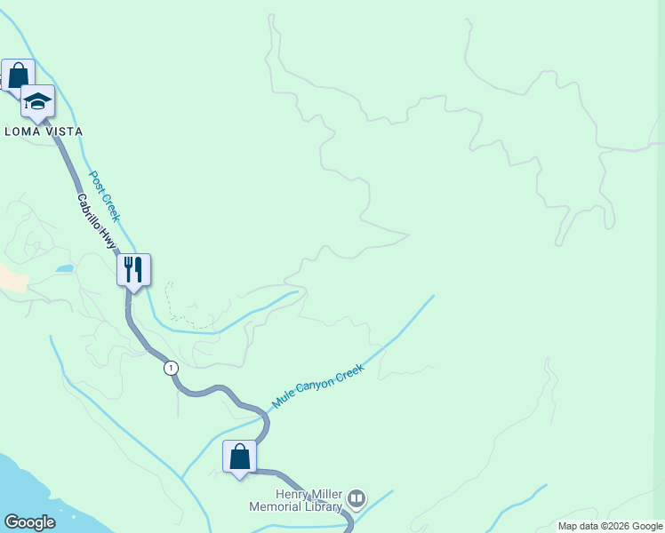 map of restaurants, bars, coffee shops, grocery stores, and more near 47600 Coast Ridge Road in Big Sur