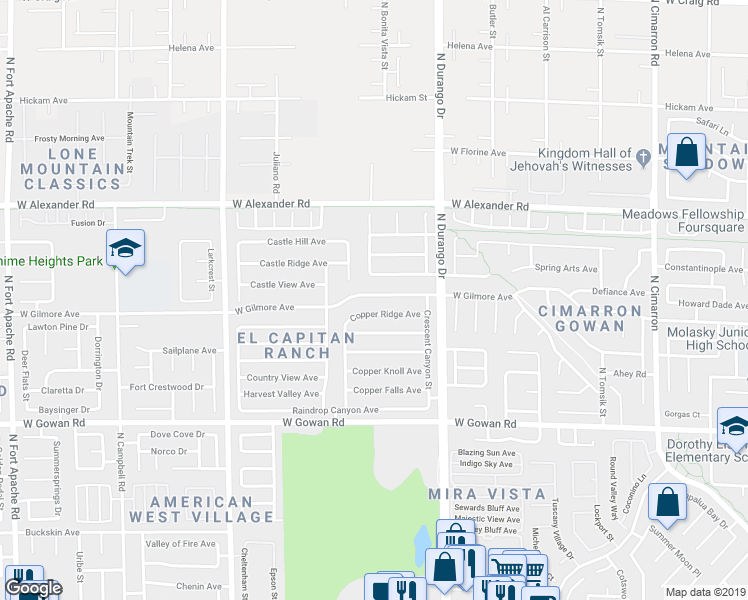 map of restaurants, bars, coffee shops, grocery stores, and more near 8585 Lost Gold Avenue in Las Vegas