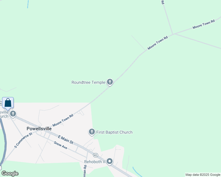 map of restaurants, bars, coffee shops, grocery stores, and more near 128 Moore Town Road in Ahoskie