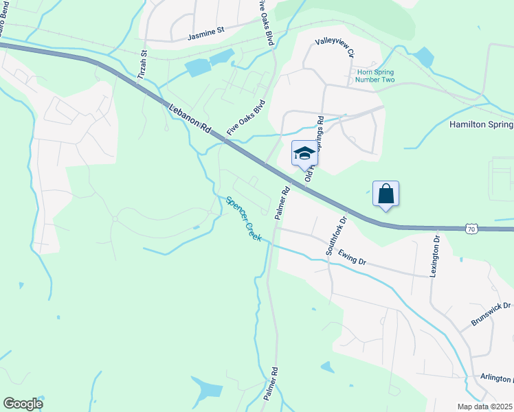map of restaurants, bars, coffee shops, grocery stores, and more near 3007 Hedgelawn Drive in Lebanon
