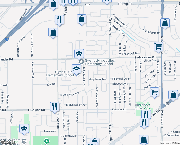 map of restaurants, bars, coffee shops, grocery stores, and more near 3892 Melbourne Way in Las Vegas