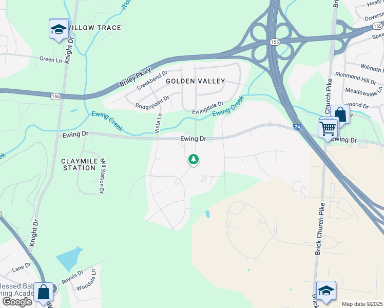 map of restaurants, bars, coffee shops, grocery stores, and more near 3048 Gwynnwood Drive in Nashville