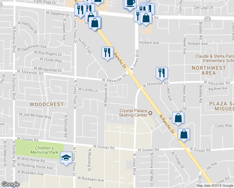 map of restaurants, bars, coffee shops, grocery stores, and more near 3909 Lazy Pine Street in Las Vegas