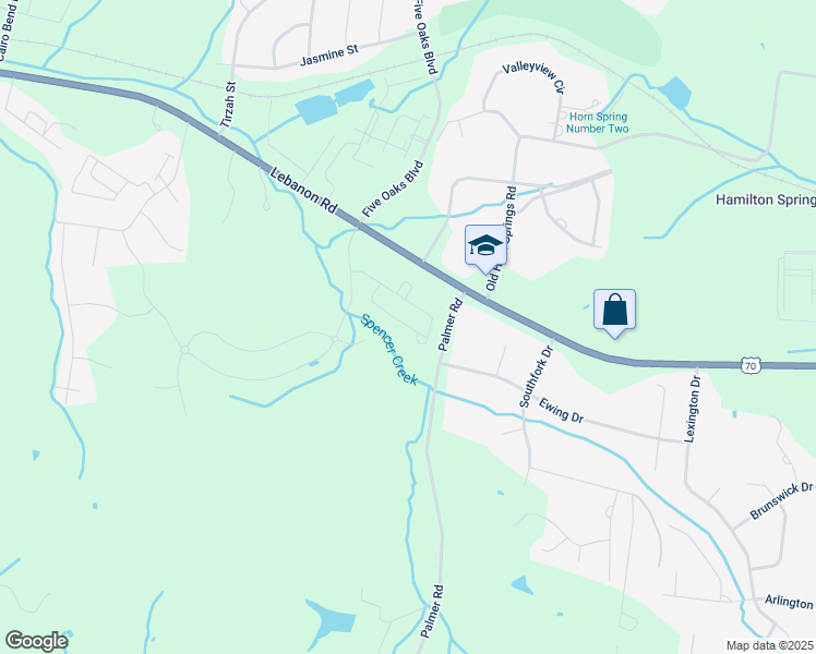 map of restaurants, bars, coffee shops, grocery stores, and more near 3007 Hedgelawn Drive in Lebanon