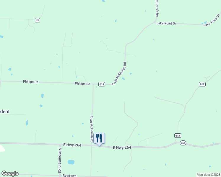 map of restaurants, bars, coffee shops, grocery stores, and more near 5425 Ervin McGarrah Road in Lowell