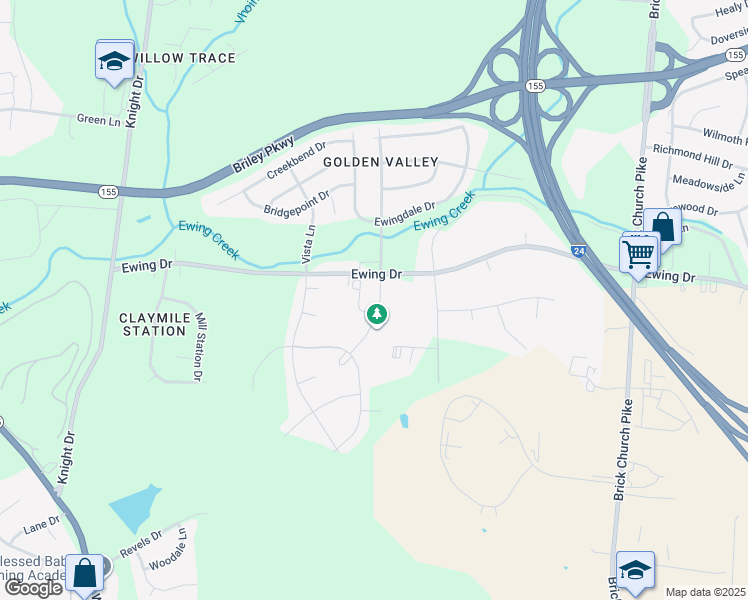 map of restaurants, bars, coffee shops, grocery stores, and more near 3052 Gwynnwood Drive in Nashville