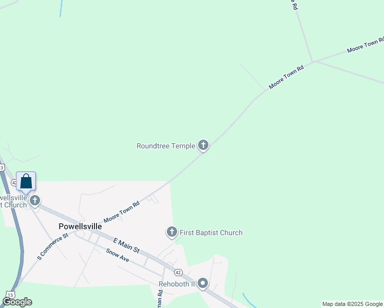 map of restaurants, bars, coffee shops, grocery stores, and more near 119 Moore Town Road in Ahoskie