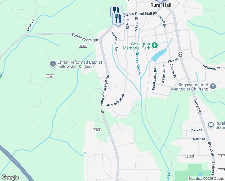 map of restaurants, bars, coffee shops, grocery stores, and more near 635 North Carolina 65 in Rural Hall