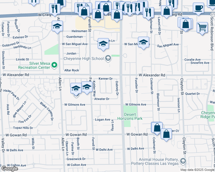 map of restaurants, bars, coffee shops, grocery stores, and more near 3920 Gaston Lane in North Las Vegas