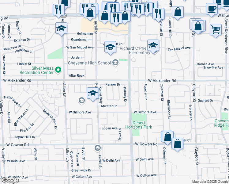 map of restaurants, bars, coffee shops, grocery stores, and more near 3920 Gaston Lane in North Las Vegas