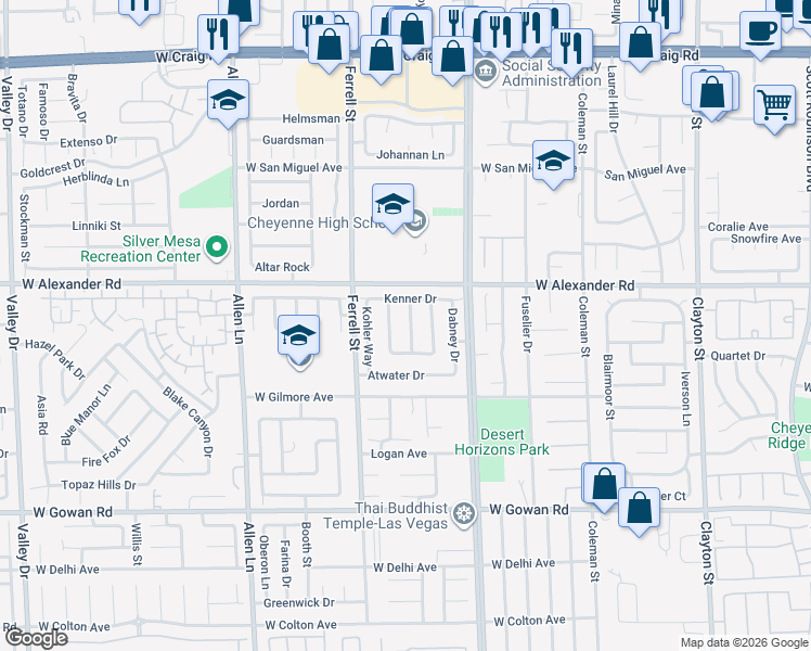 map of restaurants, bars, coffee shops, grocery stores, and more near 3921 Gaston Lane in North Las Vegas