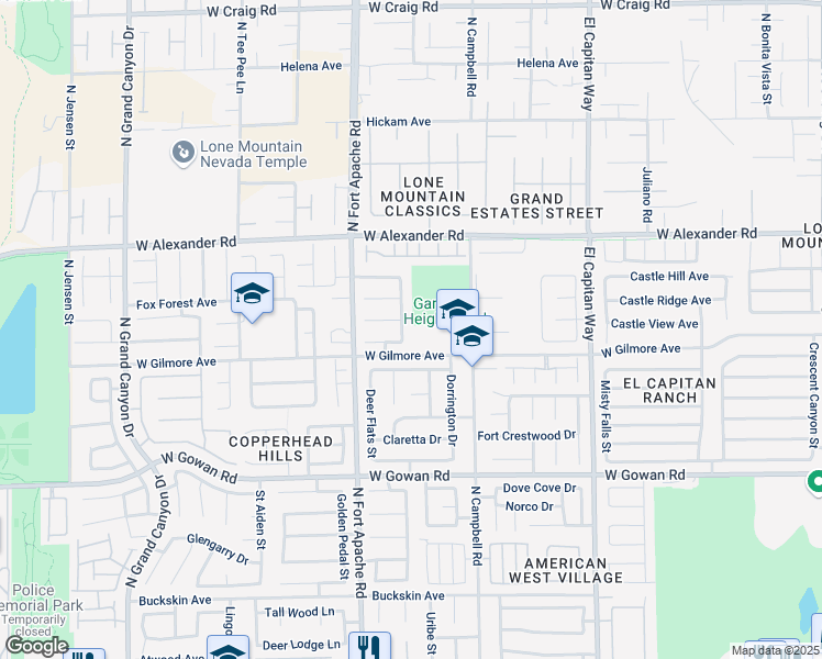 map of restaurants, bars, coffee shops, grocery stores, and more near 3817 Diamond Ridge Street in Las Vegas
