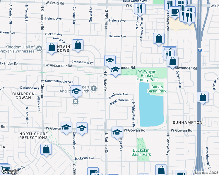 map of restaurants, bars, coffee shops, grocery stores, and more near 3898 North Buffalo Drive in Las Vegas