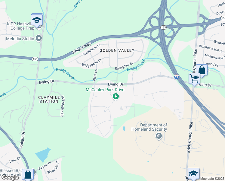 map of restaurants, bars, coffee shops, grocery stores, and more near 132 McCarthy Park Lane in Nashville