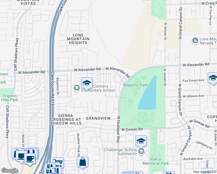 map of restaurants, bars, coffee shops, grocery stores, and more near 3855 Wiggins Bay Street in Las Vegas