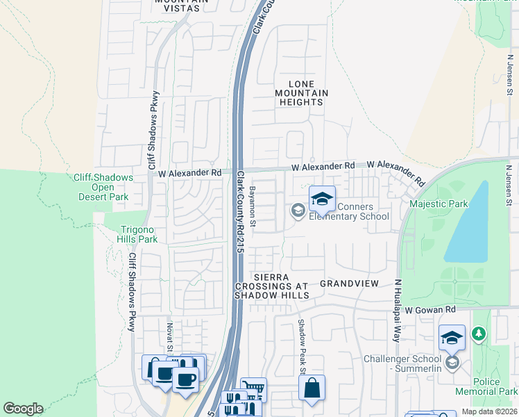 map of restaurants, bars, coffee shops, grocery stores, and more near 10457 Chrisman Avenue in Las Vegas