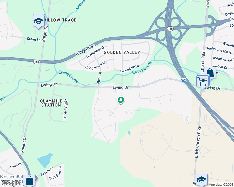 map of restaurants, bars, coffee shops, grocery stores, and more near 132 McCarthy Park Lane in Nashville