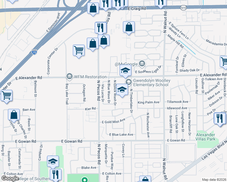 map of restaurants, bars, coffee shops, grocery stores, and more near 3927 North Eblick Wash Drive in Las Vegas