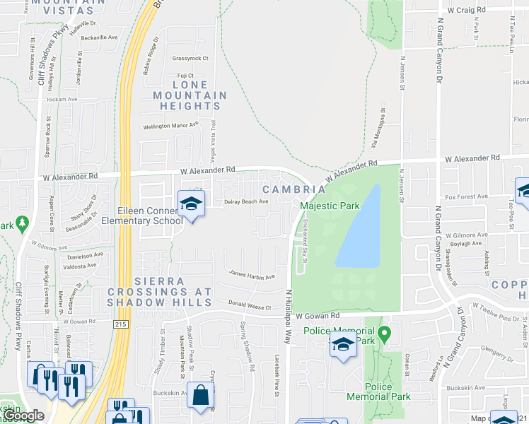 map of restaurants, bars, coffee shops, grocery stores, and more near 3855 Wiggins Bay Street in Las Vegas