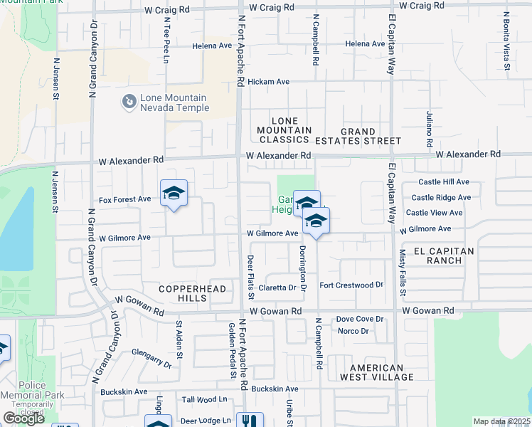 map of restaurants, bars, coffee shops, grocery stores, and more near 3817 Diamond Ridge Street in Las Vegas