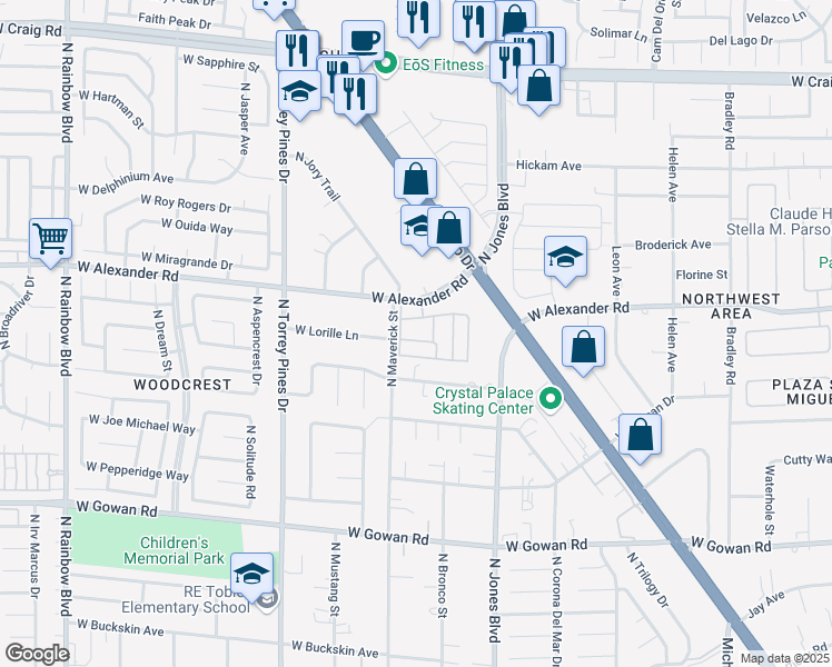 map of restaurants, bars, coffee shops, grocery stores, and more near 3933 Lazy Pine Street in Las Vegas