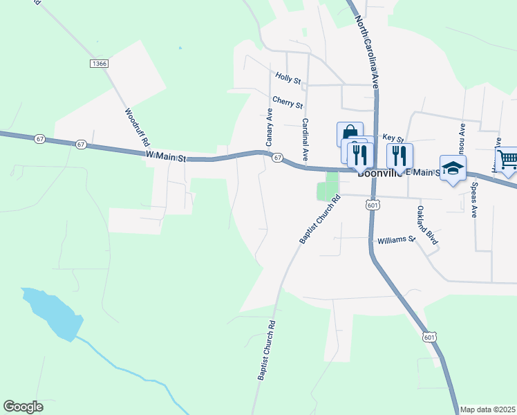 map of restaurants, bars, coffee shops, grocery stores, and more near 140 Howard Avenue in Boonville