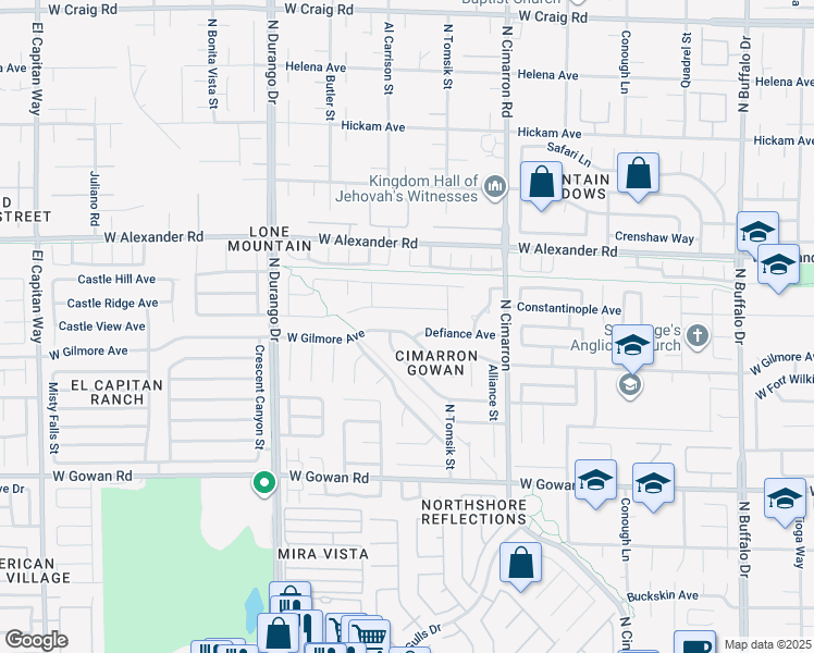 map of restaurants, bars, coffee shops, grocery stores, and more near 8244 West Gilmore Avenue in Las Vegas