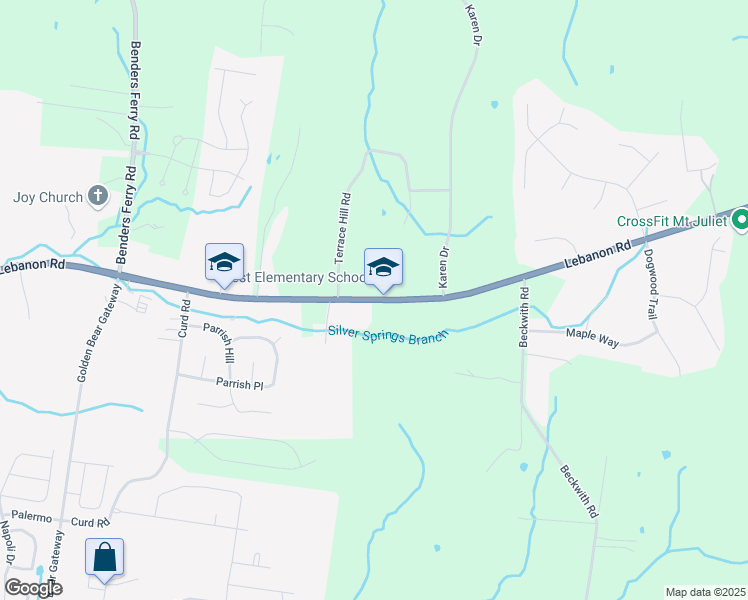 map of restaurants, bars, coffee shops, grocery stores, and more near 9315 Lebanon Road in Mt. Juliet