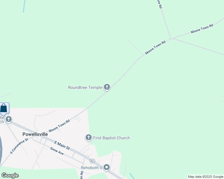 map of restaurants, bars, coffee shops, grocery stores, and more near 138 Moore Town Road in Ahoskie