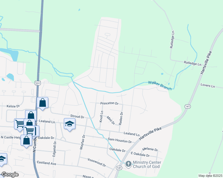 map of restaurants, bars, coffee shops, grocery stores, and more near 799 Coopers Way in Lebanon