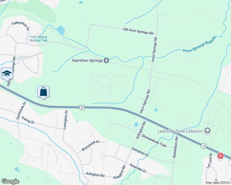 map of restaurants, bars, coffee shops, grocery stores, and more near 1050 Hamilton Station Boulevard in Lebanon