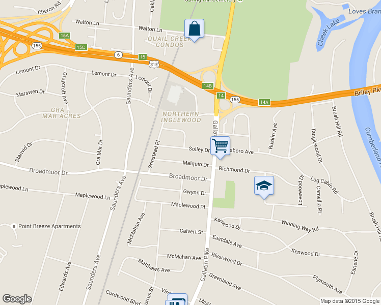 map of restaurants, bars, coffee shops, grocery stores, and more near 1004 Solley Dr in Nashville