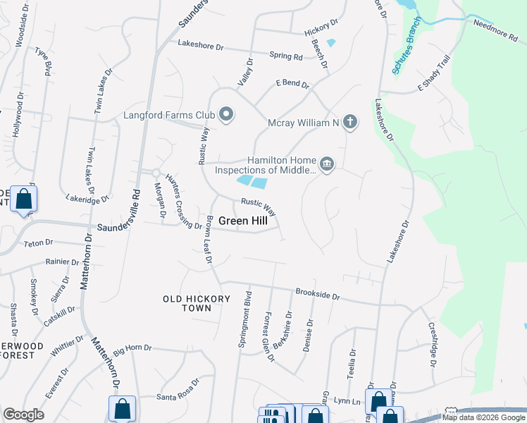 map of restaurants, bars, coffee shops, grocery stores, and more near 5250 Rustic Way in Green Hill
