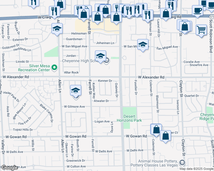 map of restaurants, bars, coffee shops, grocery stores, and more near 3928 Gaston Lane in North Las Vegas