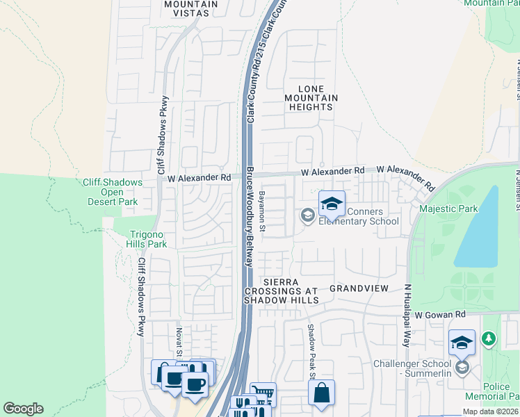 map of restaurants, bars, coffee shops, grocery stores, and more near 10468 Chrisman Avenue in Las Vegas