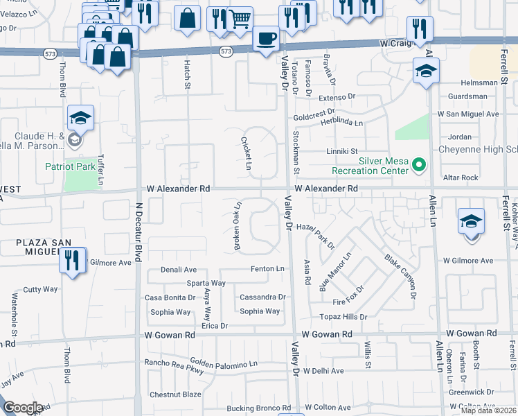 map of restaurants, bars, coffee shops, grocery stores, and more near 4342 Cobblehill Way in North Las Vegas