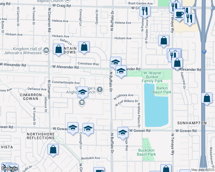 map of restaurants, bars, coffee shops, grocery stores, and more near 7617 Constantinople Avenue in Las Vegas