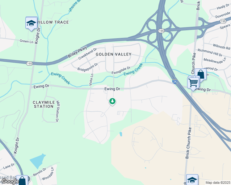 map of restaurants, bars, coffee shops, grocery stores, and more near 3067 Gwynnwood Drive in Nashville