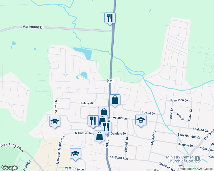 map of restaurants, bars, coffee shops, grocery stores, and more near 1470 Hunters Point Pike in Lebanon