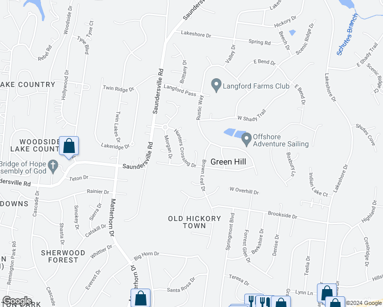 map of restaurants, bars, coffee shops, grocery stores, and more near 124 Greenwich Court in Green Hill