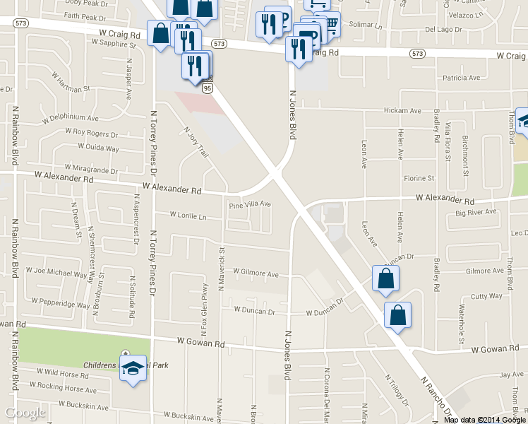map of restaurants, bars, coffee shops, grocery stores, and more near 3921 Prescott Pines Street in Las Vegas