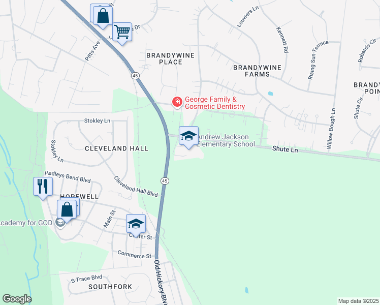 map of restaurants, bars, coffee shops, grocery stores, and more near 110 Shute Lane in Nashville