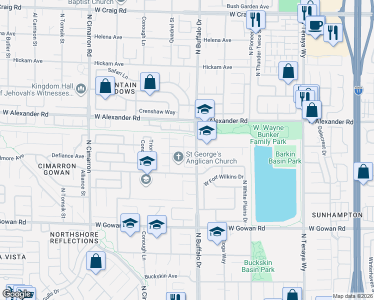 map of restaurants, bars, coffee shops, grocery stores, and more near 7625 Constantinople Avenue in Las Vegas