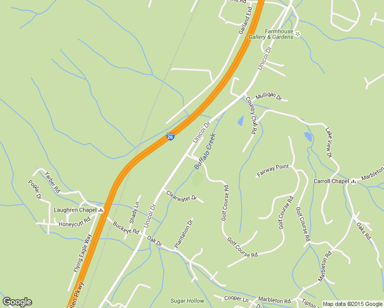 map of restaurants, bars, coffee shops, grocery stores, and more near Buffalo Mountain Lane in Unicoi