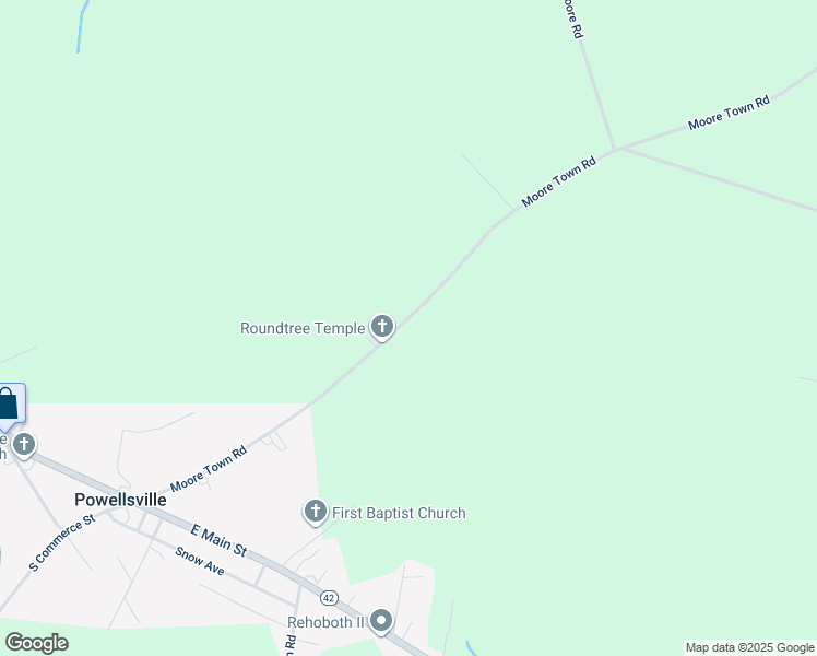 map of restaurants, bars, coffee shops, grocery stores, and more near 142 Moore Town Road in Ahoskie