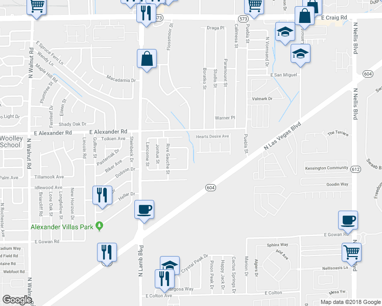 map of restaurants, bars, coffee shops, grocery stores, and more near 3926 Tatiana Street in Las Vegas