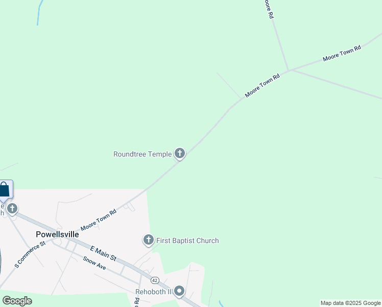 map of restaurants, bars, coffee shops, grocery stores, and more near 142 Moore Town Road in Ahoskie