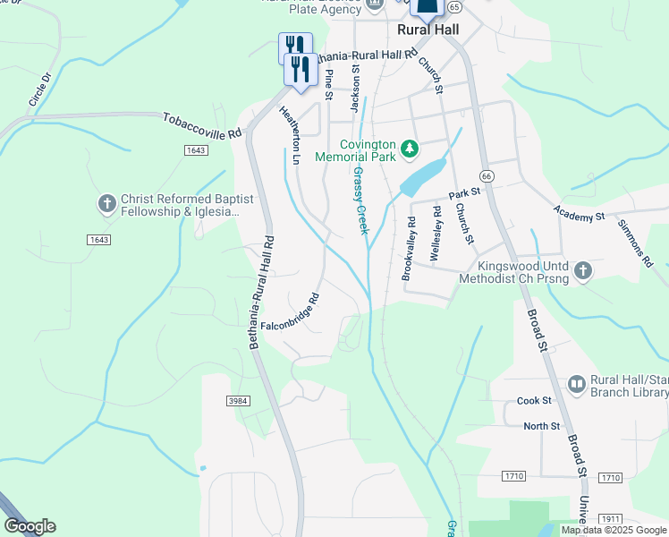 map of restaurants, bars, coffee shops, grocery stores, and more near 591 Darkbridge Road in Rural Hall