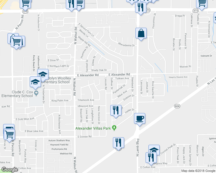 map of restaurants, bars, coffee shops, grocery stores, and more near 3908 Lincoln Road in Las Vegas